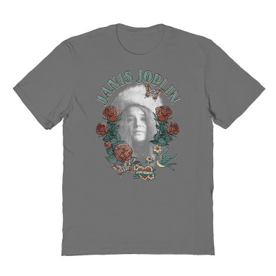 Janis Joplin Men's Rose Short Sleeve Graphic Cotton T-Shirt