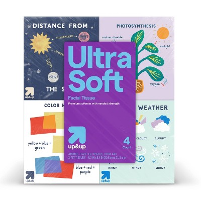 Ultra Soft Facial Tissue - Back-to-School Designs - 4pk/65ct - up&up™