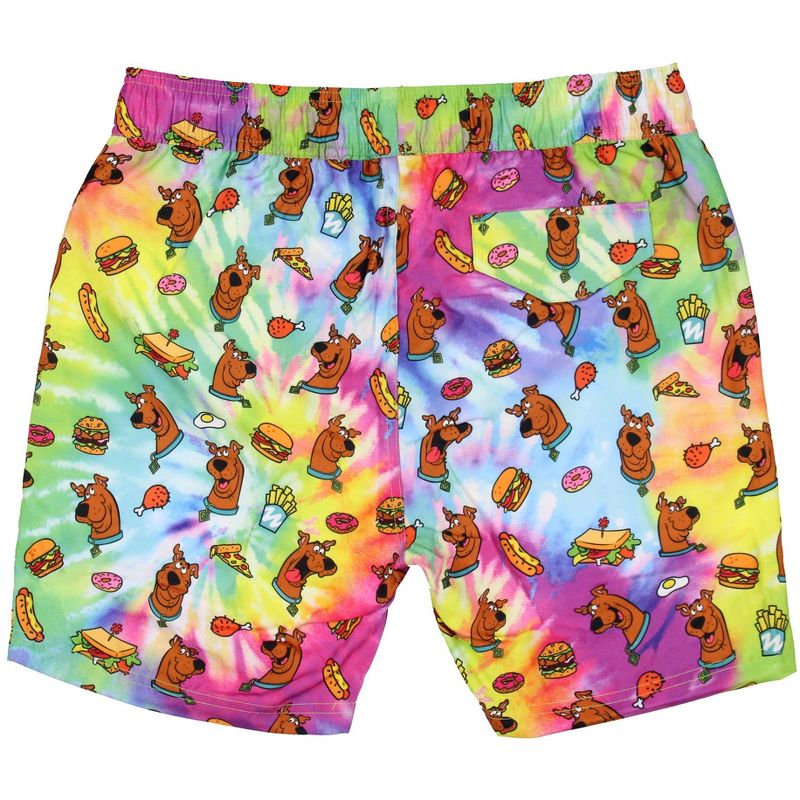 Scooby-Doo Men's Allover Scooby With Snacks Tie-Dyed Design Swim Trunks, 5 of 6