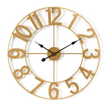 Sorbus Large Wall Clock for Living Room Decor - Numeral Wall Clock for Kitchen - 16-inch Wall Clock Decorative (Gold)