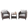 Sonkuki 3-Piece Patio Sofa Set Wicker Furniture Set Brown/Gray Rattan with Side Table - 2 of 4