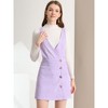 Allegra K Women's Corduroy Mini V Neck Vintage A-Line Bib Overall Pinafore Skirts - 3 of 4