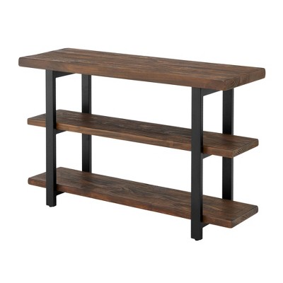 Pomona 2 Shelf Console Table Brown - Alaterre Furniture: Rustic Sofa Table, Metal Frame, Wood Top, Entryway Furniture