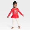 Toddler Girls' 'Love You More' Cozy Top & Heart Leggings Set - Cat & Jack™ Red - image 3 of 3