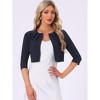 INSPIRE CHIC Women's 3/4 Sleeve Collarless Pleated Open Front Cropped Cardigan - 4 of 4
