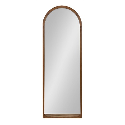 Hutton Modern Farmhouse Full-Length Arched Wood Mirror in Rustic Brown