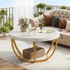 Gulches 2-Tier Round Coffee Table with Storage Shelf, 31.6" Wood Top & 18.3" Bottom Shelf, Sturdy Metal Legs, Multi-Functional - 4 of 4