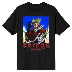 Trigun Characters Over Beach Men's Black T-Shirt - 1 of 3