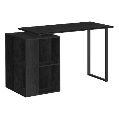 Monarch Specialties Computer Desk Home Office Left Right Set-Up Storage Shelves 55InchL Work Laptop Metal Laminate Black Contemporary Modern