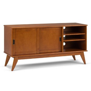 Tierney Solid Hardwood Mid Century Medium TV Stand for TVs up to 66" Dark Brown - WyndenHall: Media Console with Adjustable Shelves - 1 of 4