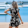 Women's Teal & Orange Tropical Flutter Sleeve Romper - Cupshe - 4 of 4
