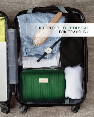 Emerald Green Velvet Large Makeup and Toiletry Bag