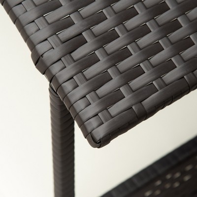 Medium Brown Wicker Elevated Outdoor Dog Bed with Canopy