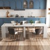 Okak 118IN Modern Extendable Dining Table with Marbal Painting, Folding Table Set for 6 Persons, Kitchen Table for Living Room, Dining Room, White - 3 of 4