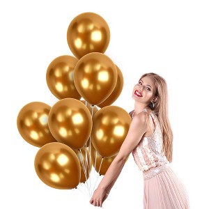 Treasures Gifted Gold Chrome Balloons - 12 Inch Latex Balloons - 36 Pack - 1 of 1