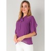 INSPIRE CHIC Women's Tie Neck 3/4 Sleeve Asymmetrical Hem Chiffon Blouse - 2 of 4