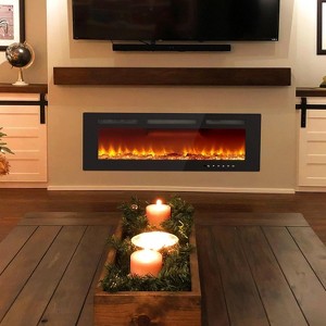 Acekool 40-Inch Recessed Electric Fireplace, Wall Mounted Fireplace Heater with Remote, 12 Flame Colors, 750/1500W, Timer, Black - 1 of 4