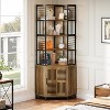 Hommoo Industrial Tall Corner Shelf with Cabinet Rustic Brown - 2 of 4