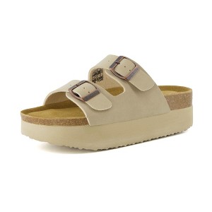 CUSHIONAIRE Women's Plane Platform Footbed Sandal With +Comfort, Wide Widths Available - 1 of 4