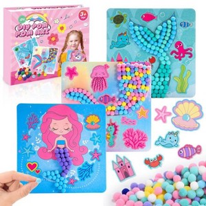 FUNFORFUN Craft Kits for Kids Girls Ages 3 4 5 6, DIY Unicron Crafts with Pom Pom Balls, Fine Motor Skills Toys Gifts for 3-6 Year Old Girls - 1 of 4