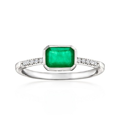 Ross-Simons 0.90 Carat Emerald Ring With .10 ct. t.w. Diamonds in Platinum