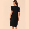 cheibear Women's Ruffled V-Neck Short Sleeve Pullover Pajama Midi Nightgown - 3 of 4