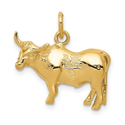 Black Bow Jewelry 14k Yellow Gold 2D Steer Pendant