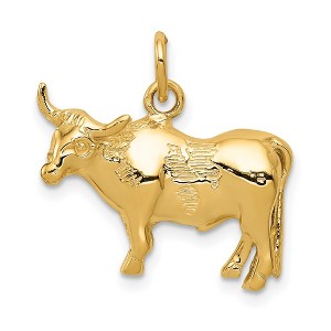 Black Bow Jewelry 14k Yellow Gold 2D Steer Pendant - 1 of 4