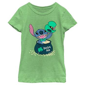 Girl's Lilo & Stitch Lucky Me Leprechaun Stitch T-Shirt