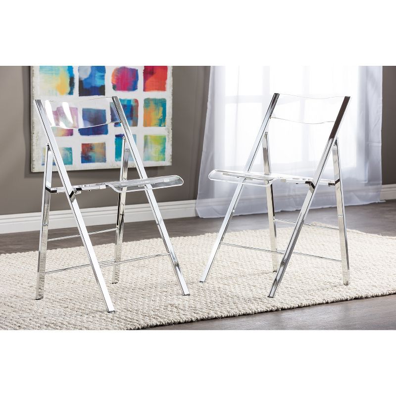Set of 2 Acrylic Foldable Chairs Clear - Baxton Studio, 4 of 6