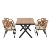 5-Piece Outdoor Dining Set, Rectangular Table with PE Rattan Rope-Woven Chairs & Cushions, Weather-Resistant Patio Furniture - ModernLuxe - 4 of 4