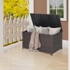 WELLFOR 133gal Outdoor Wicker Storage Box Container with Zippered Liner and 2 Wheels Brown - 3 of 4
