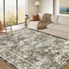 Vintage Floral Washable Area Rug - Non-Slip Thin Indoor Carpet with Distressed Print for Living Room, Bedroom & Dining Room - 3 of 4