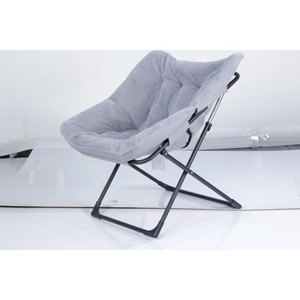 Jojoka Comfy Saucer Chair, Foldable Living Room Chairs, Faur Fur Soft Lounge for Bedroom, Dorm, Metal Frame Reading Chairs for Adults, Kids - 1 of 4