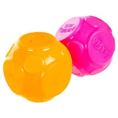 goDog Silent Squeak Ball Dog Toys, 2 CNT, Orange & Pink, One Size