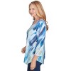 Alfred Dunner Womens Diagonal Brushstroke Top With Necklace - 4 of 4