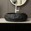 20" Irregular Oval Resin Bathroom Sink with Stone Pattern, Modern Vessel Basin for Bathroom Vanity – The Pop Home - 2 of 4