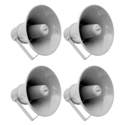  PyleHome PHSP101T 9.7 Inch 20 Watt Indoor and Outdoor Compact Loud Sound Wall Mount PA Horn Megaphone Speaker with 70V Transformer (4 Pack) 