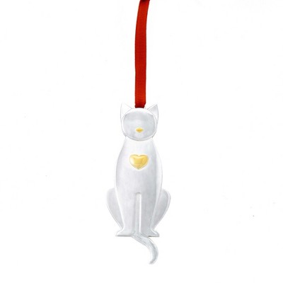 Nambe Kitty Christmas Ornament, Made of Silver and Gold Plate