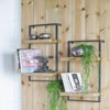 SEVOBAL Utility Storage Shelves Iron and Wood Wall Shelf with Two-Tier Design for Living Room and Kitchen, Black Brown, 12"*6"*27" - 3 of 4