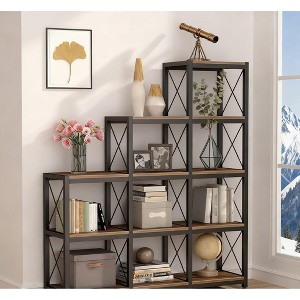 Gulches L-Shaped 9-Cube Bookshelf, 12-Shelf Industrial Corner Etagere Bookcase - 1 of 4