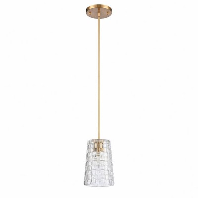 Satin Brass Mini Pendant with Clear Crystal Shade