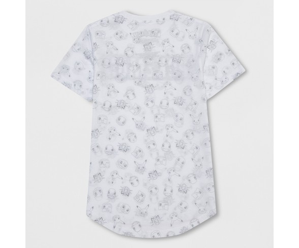 Boys' Pokemon All Over Print Short Sleeve Graphic T-Shirt - White XS