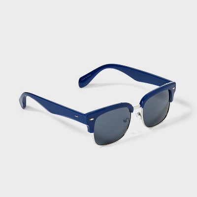 Men's Thick Retro Browline Square Sunglasses - Goodfellow & Co Blue - image 2