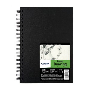 Canson Artist Series Drawing Art Book, Cream Tone, Black Cover, Wire Binding, 60 Sheet, 7x10 inch, 1 Count - 1 of 4