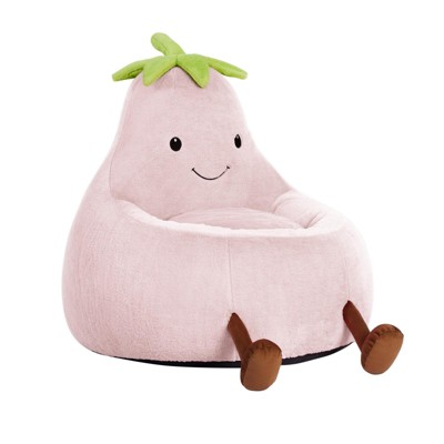 Kumasinova 23.6"/30.3" Eggplant Shaped Bean Bag Chairs for Kids,Bean Bag Chair with Faux Rabbit Fur,Gaming Bean Bag Chairs for Teens for Living Room