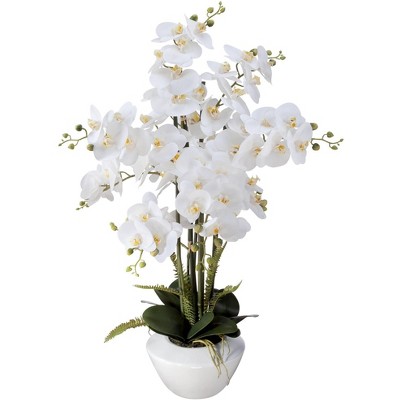 Dahlia Studios White Phalaenopsis Orchid 29" High Faux Floral Arrangement