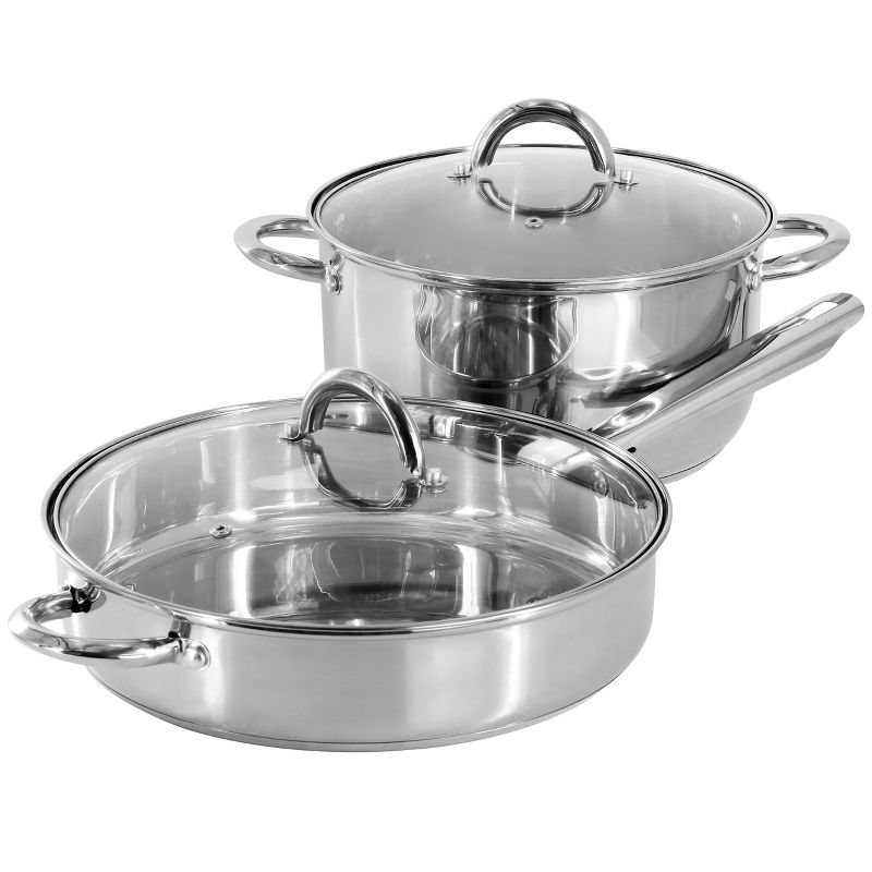 At Home Pirlo 12 Piece Heavy Gauge Stainless Steel Cookware and Utensil Set in Silver, 3 of 7