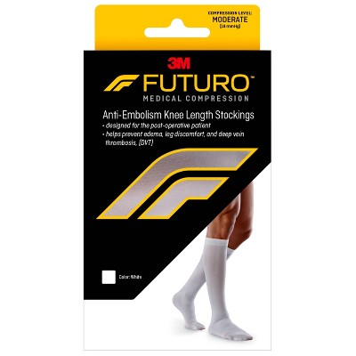 FUTURO Anti-Embolism Stockings Knee Length Closed Toe - Large Regular -  White