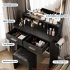 Vanity Desk w/ Mirror & Power Outlets, Small Makeup Vanity Set w/ 2 Drawers, Cushioned Stool, 3 Light Modes, Modern Dressing Table - 4 of 4